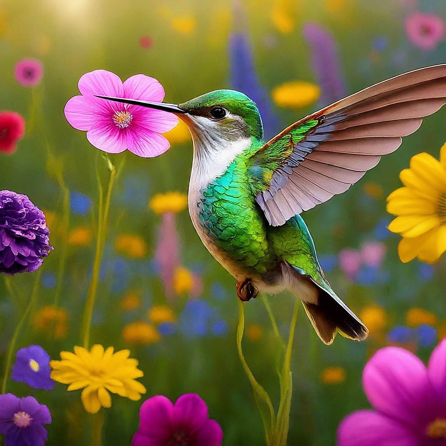 a-hummingbird-with-colorful-flowers